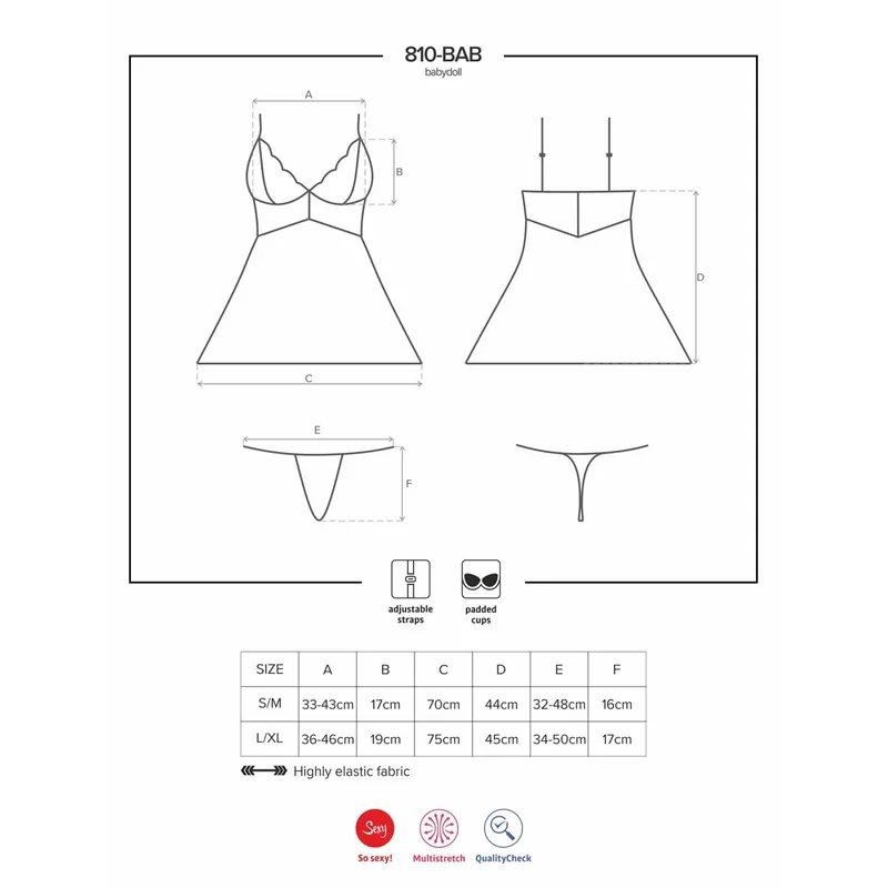 Babydoll 810-BAB-2 weiß - L/XL