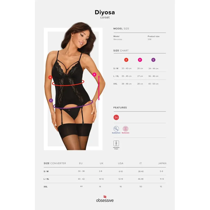 Diyosa Corsage schwarz Größe: L/XL