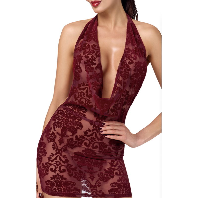 Minikleid F385 Kink Royal mit Wasserfallausschnitt rot - 3XL