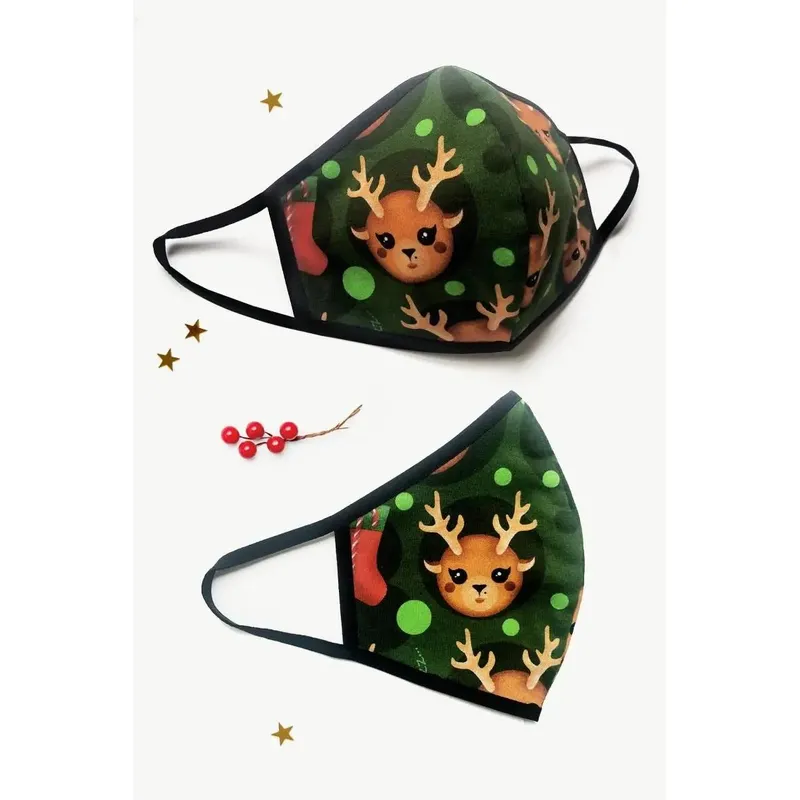 2-lagige X-mas Maske grün - OS