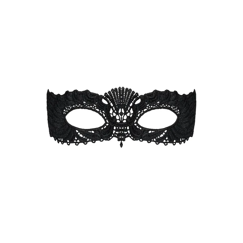 A700 Maske aus feiner schwarzer Guipure-Spitze mit Satinbändern zum Binden