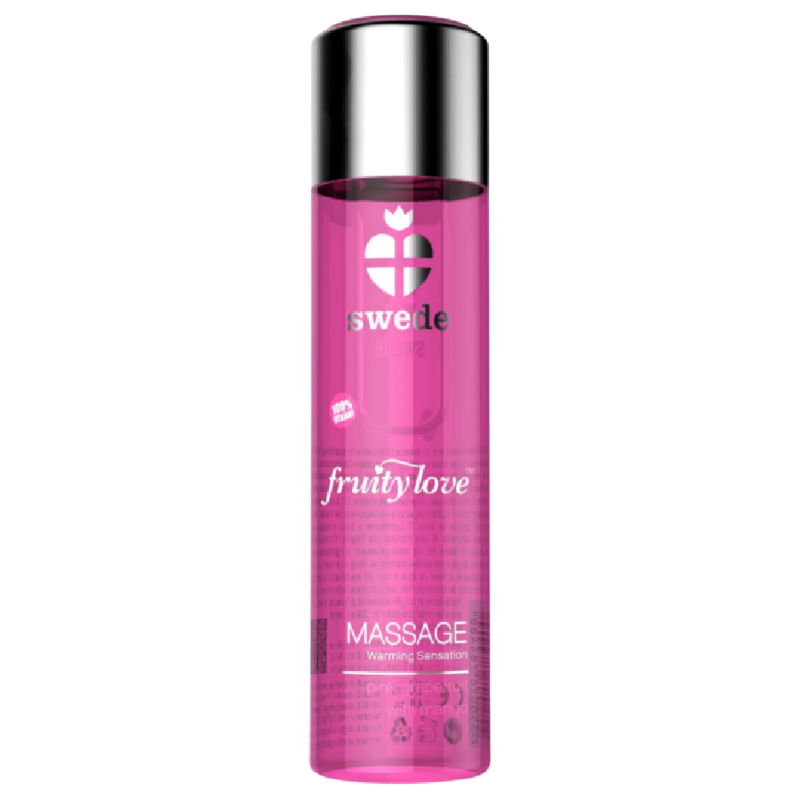 Swede Fruity Love Massageöl mit wärmendem Effekt Rosa Himbeere und Rhabarber - 120 ml