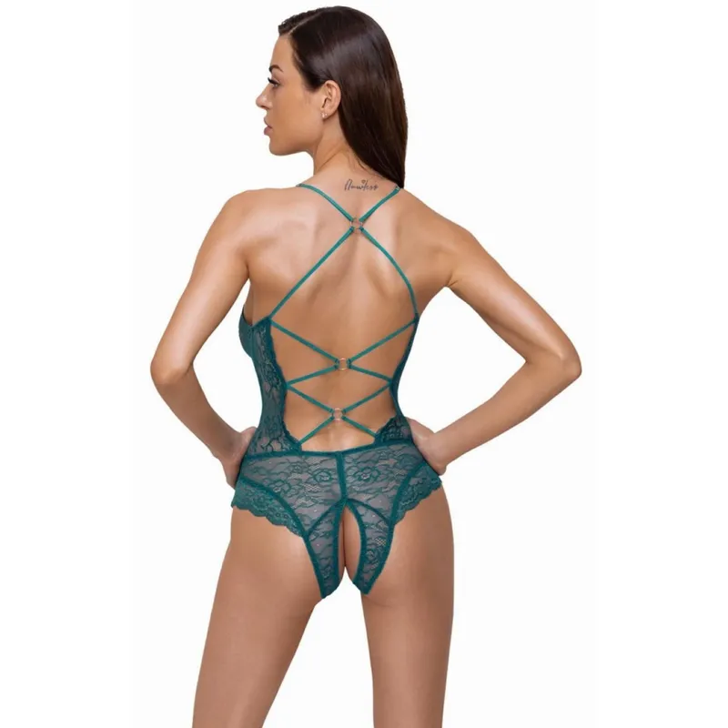 Bodysuit mit offenem Schritt - Grün-blau Größe XL