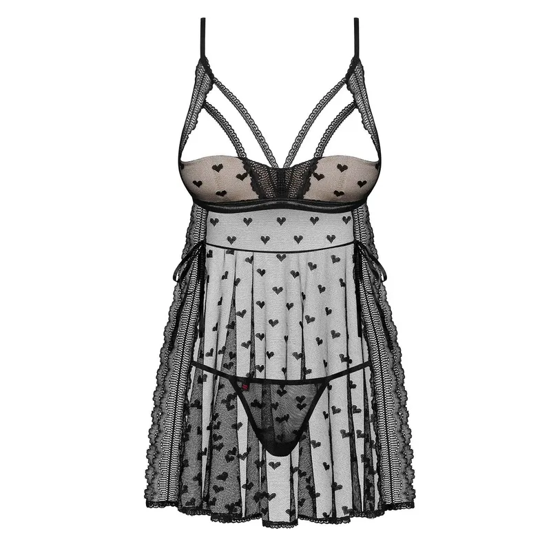 Babydoll Heartia mit String schwarz - L/XL