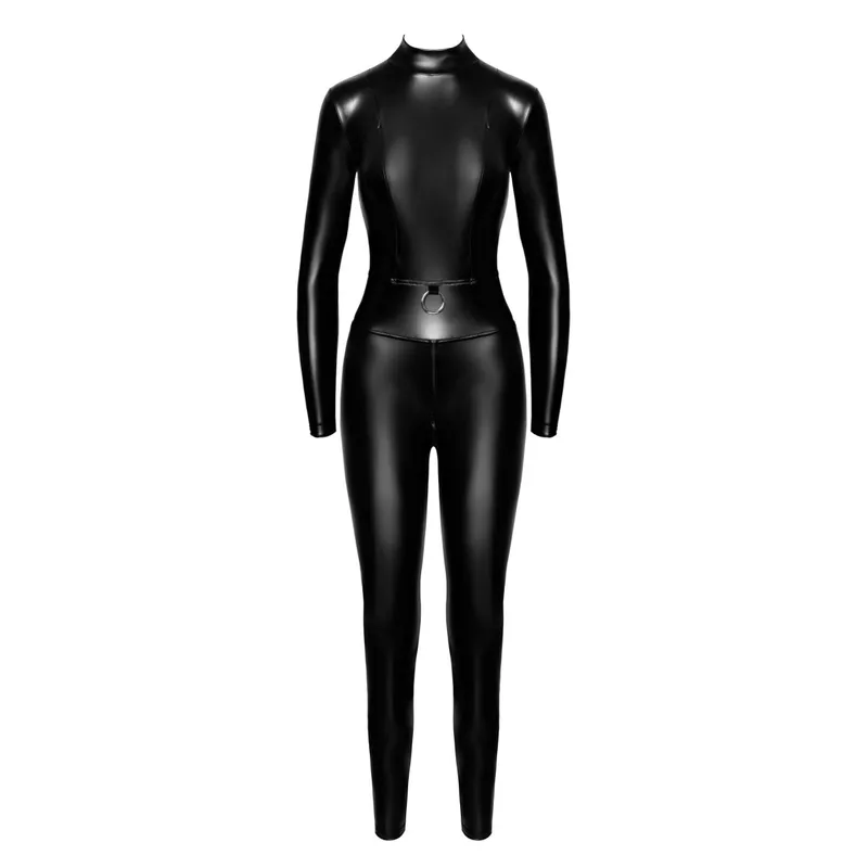 Powerwetlook Catsuit F319 mit Reißverschluss und Ring - 3XL
