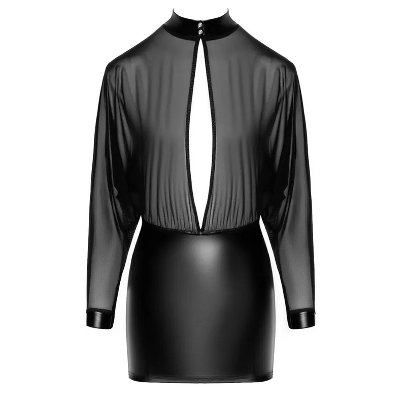 F348 Tüll-Minikleid mit Wetlook - S