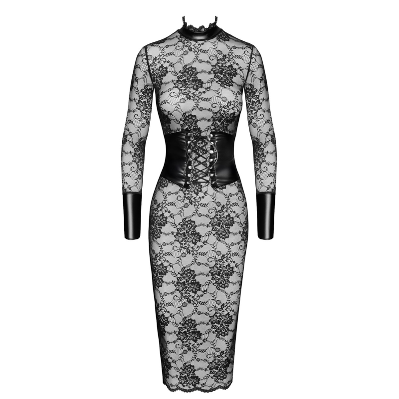 Halblanges Kleid Noirelle F375 aus Spitze - 3XL