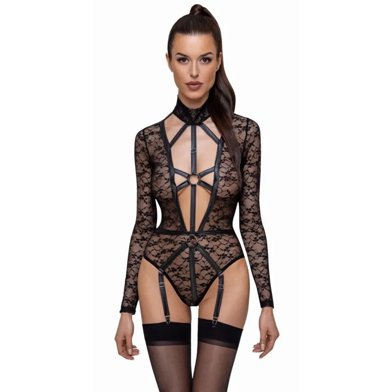 Body mit Riemen - Schwarz Größe L