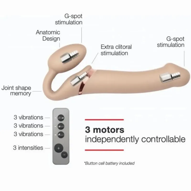 Strap On Me - Strapless Vibrerende Voorbind Dildo - Maat L - Beige