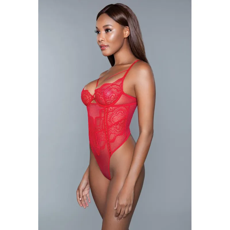 Spitzen-Body Brenda rot - XL