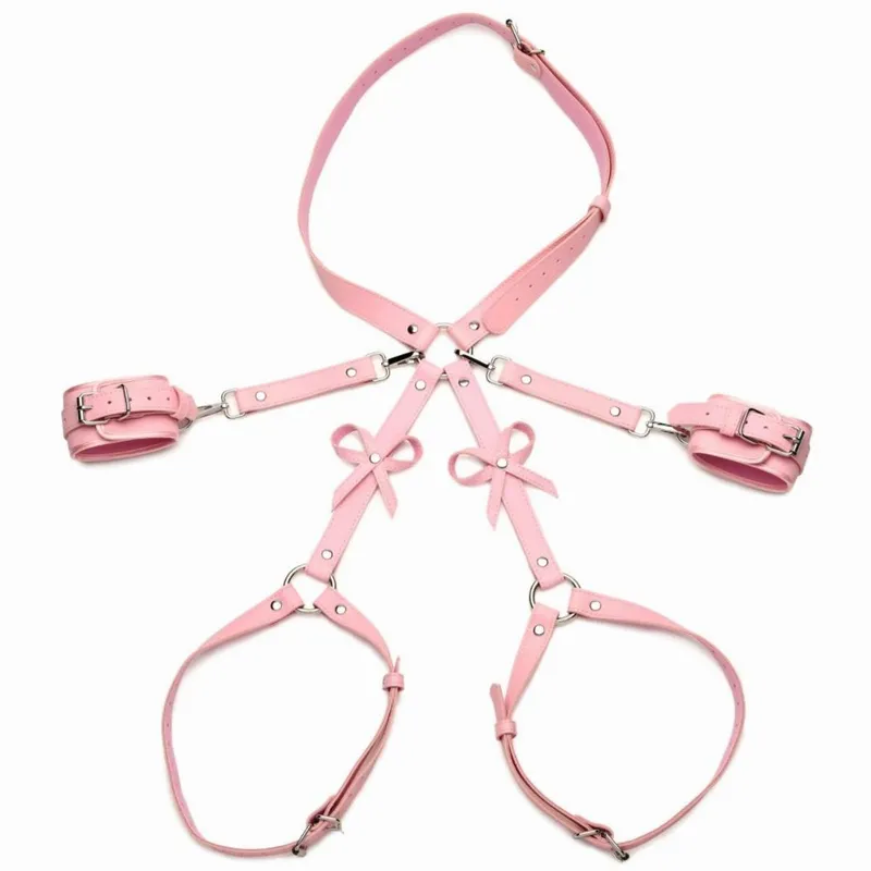 Bondage Harness mit Schleifen - Rosa
