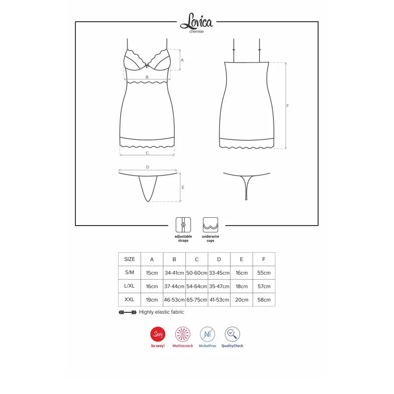 Chemise Lovica mit String rot - 2XL