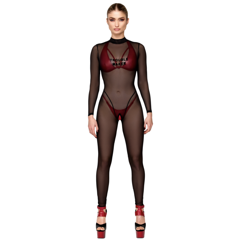 Troublemaker Catsuit F387 schwarz - 3XL