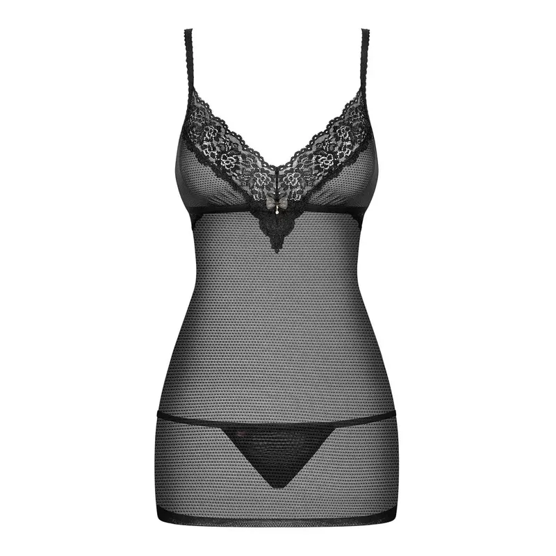 Chermise 852-CHE-1 mit String schwarz - S/M