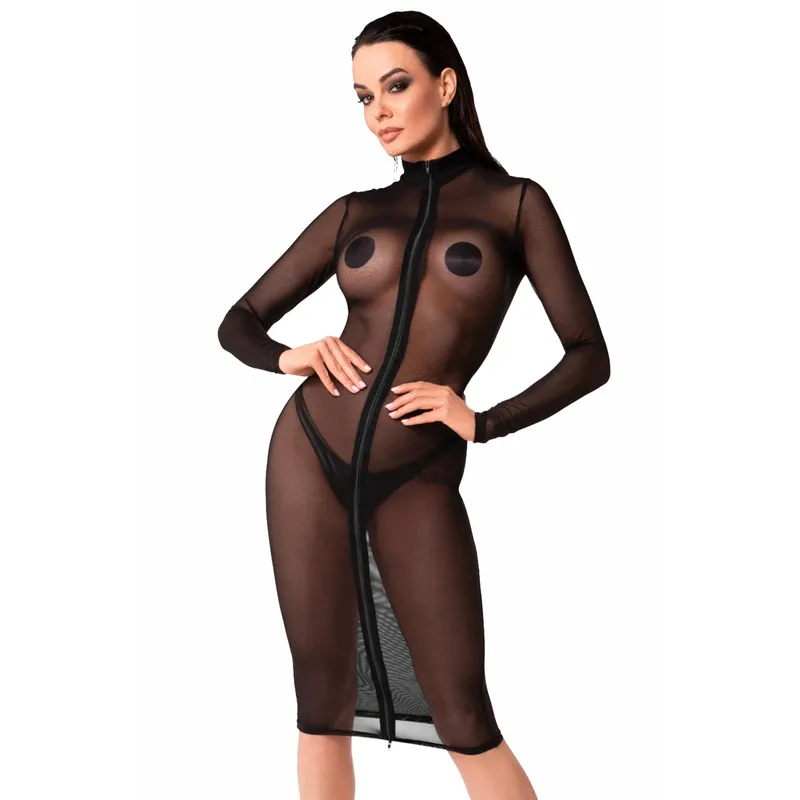 F347 halblanges Kleid aus feinem Netz - 3XL