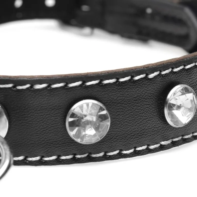 Diamant-Halsband mit O-Ring - Schwarz