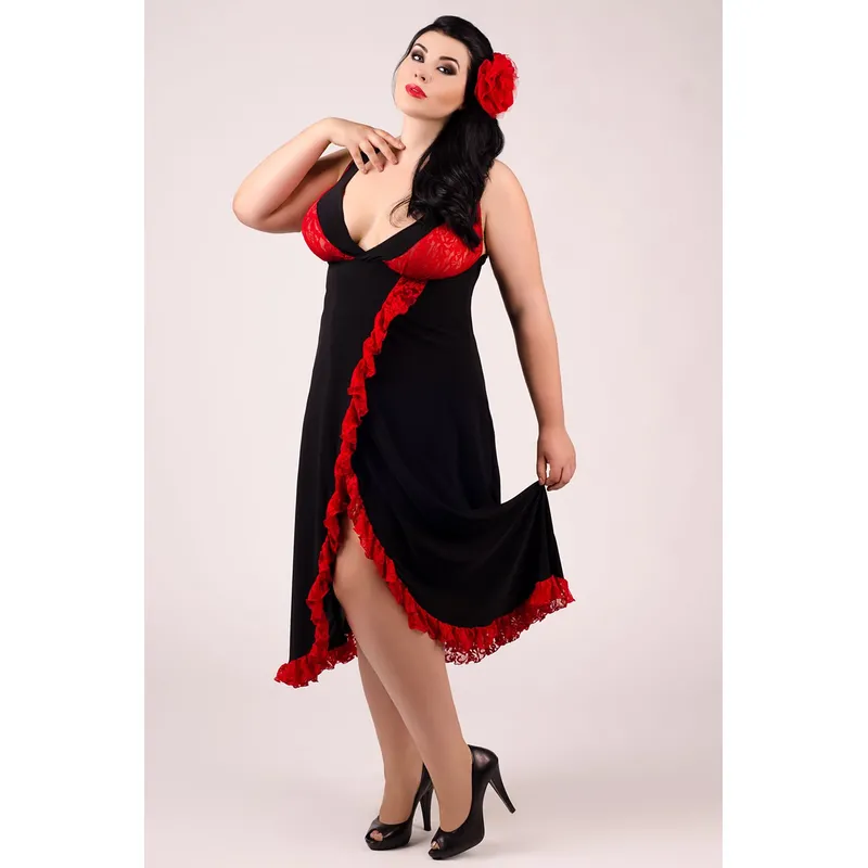 Chemise E/2002 schwarz/rot von Andalea Dessous