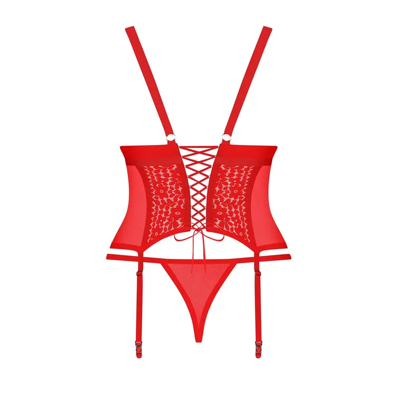 Corsage Blossmina mit String rot - 6XL/7XL