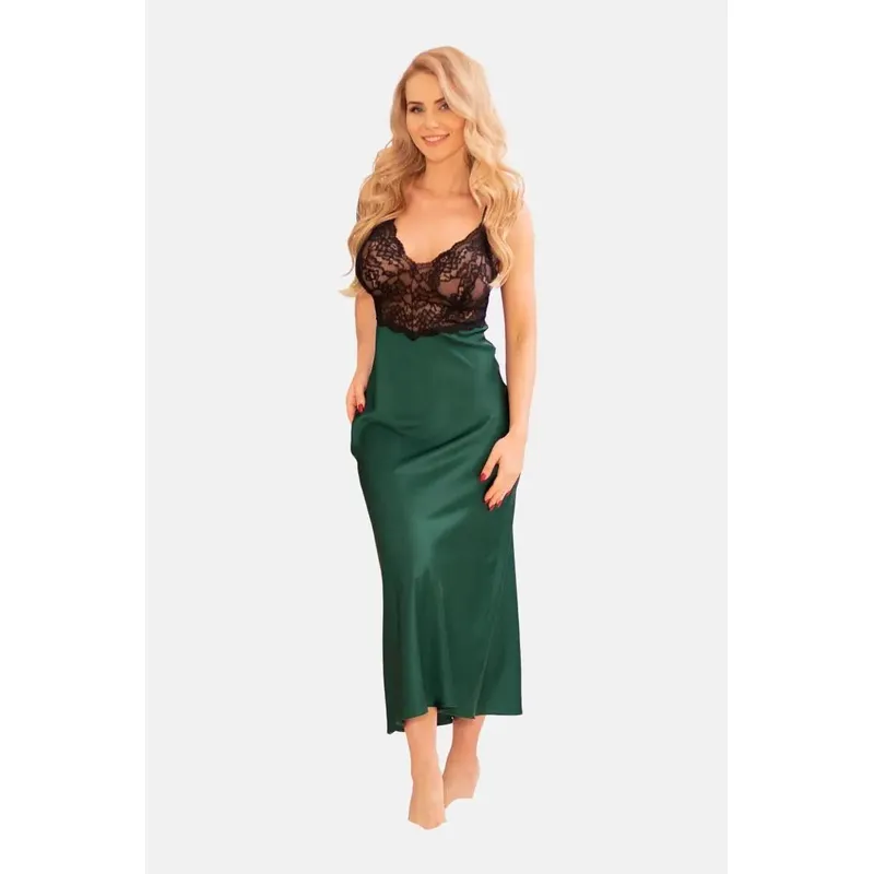 Langes Kleid KA922513 grün/schwarz - 2XL