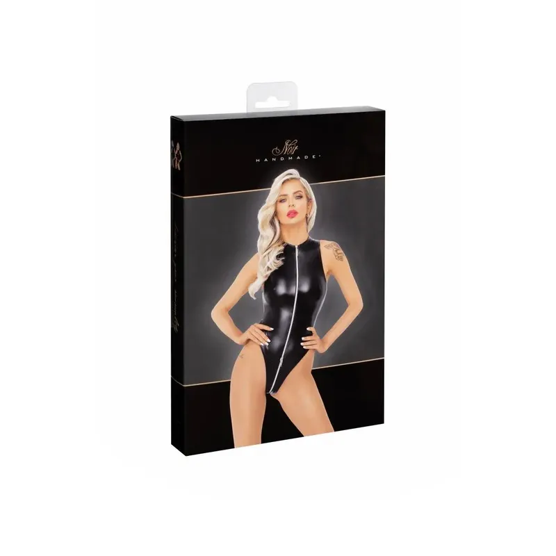 Powerwetlook Bodysuit F294 mit Frontreißverschluss - 3XL