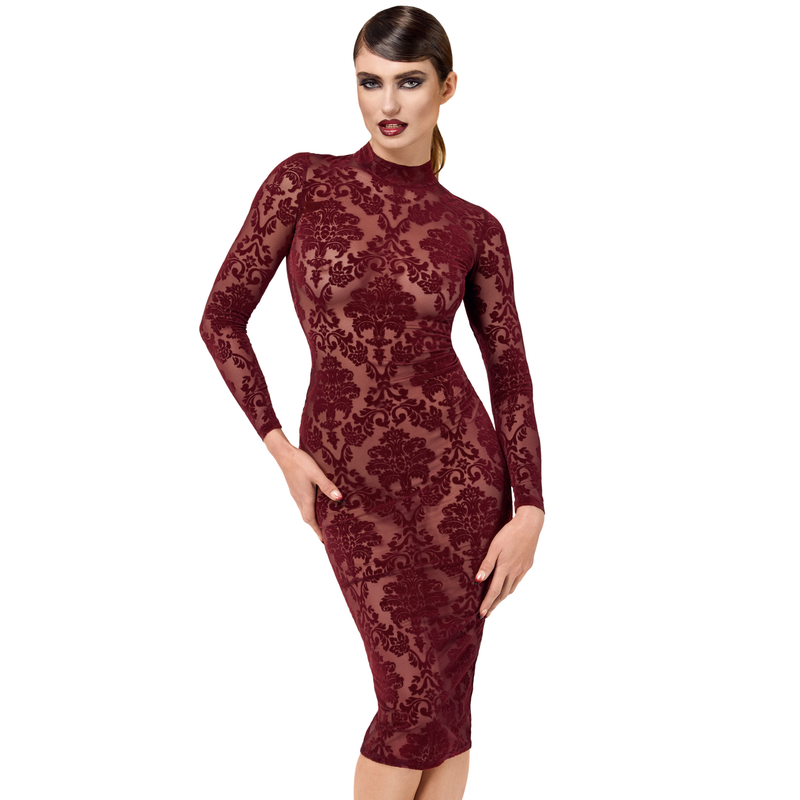 Halblanges Flockkleid F384 Kink Royal rot - 3XL