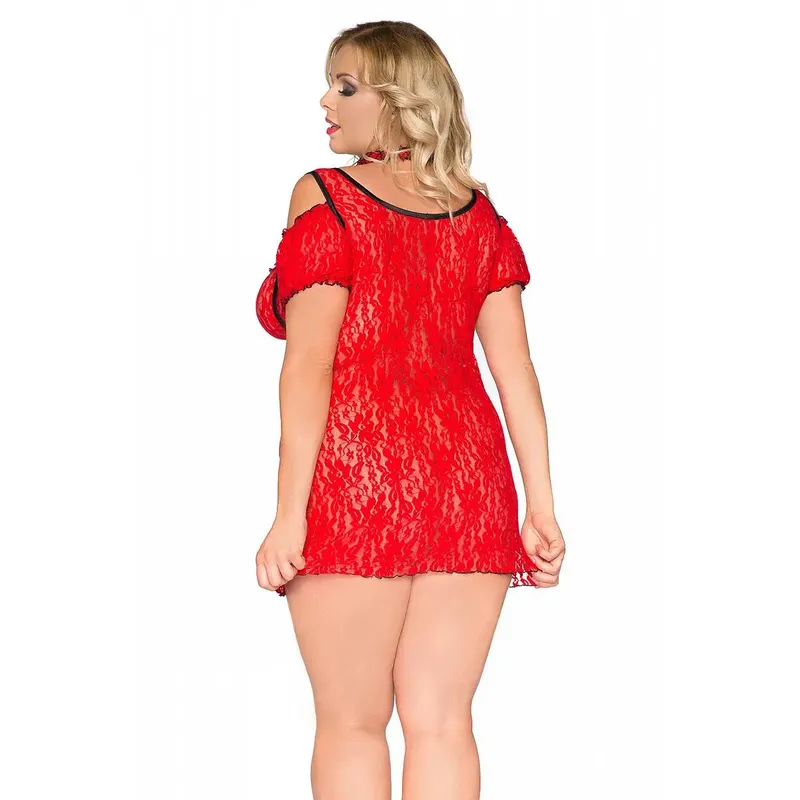 Chemise SB/1008 mit Halsband Sexy Base Kollektion rot von Andalea