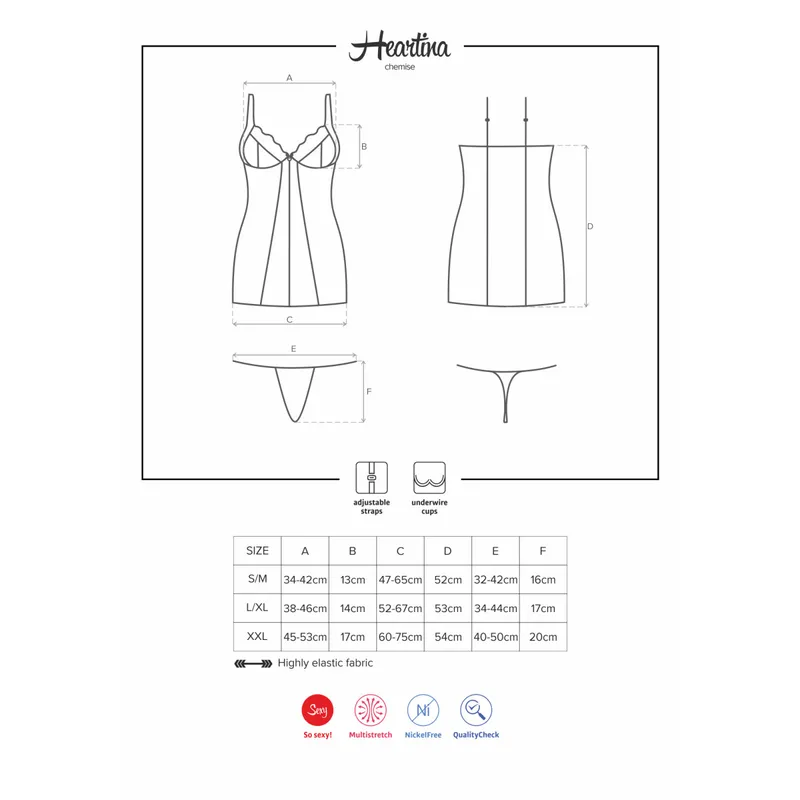 Chemise Heartina schwarz - S/M