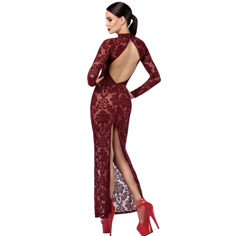 Langes Flockkleid F383 Kink Royal rot - 3XL