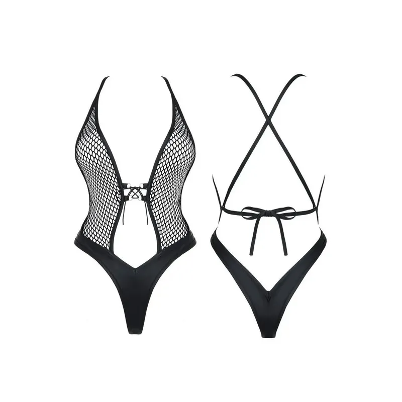 Body DDTetyda001 mit Netzstrumpfhose schwarz von Demoniq