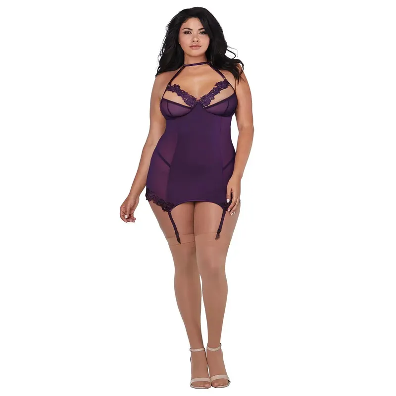 Babydoll DR12199 violett Größe: Queen-Size