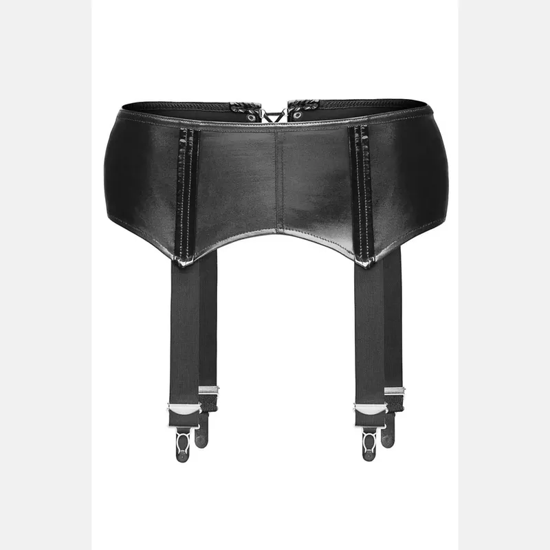 Schwarzer Wetlook Strapsgürtel F034 6XL