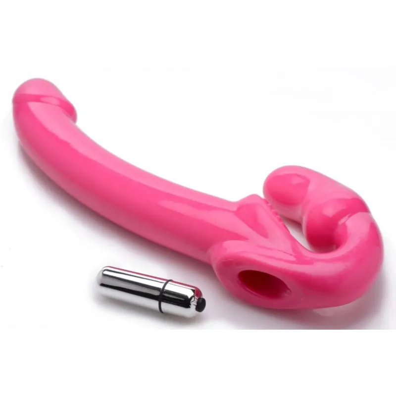 Revolver Vibrierender halterloser Strap-on XXL - Rosa