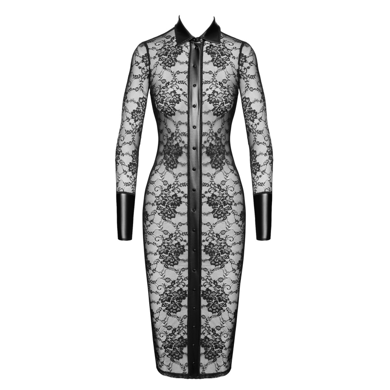 Halblanges Kleid Noirelle F376 aus Spitze - 3XL