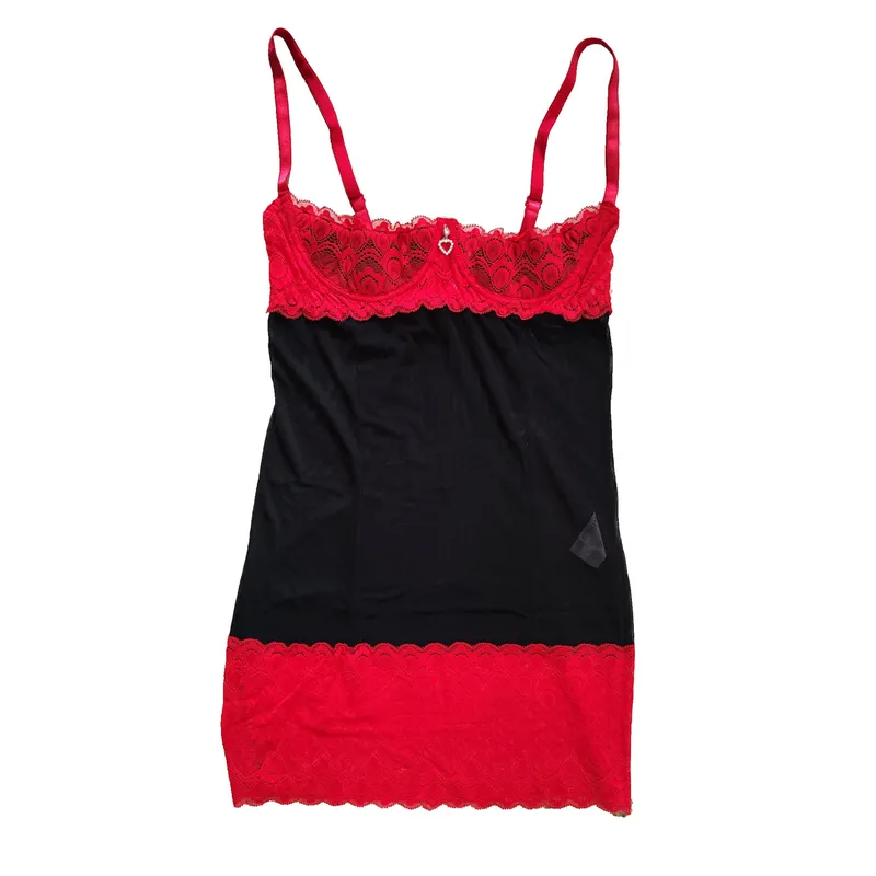 Babydoll CR3785 schwarz/rot - L