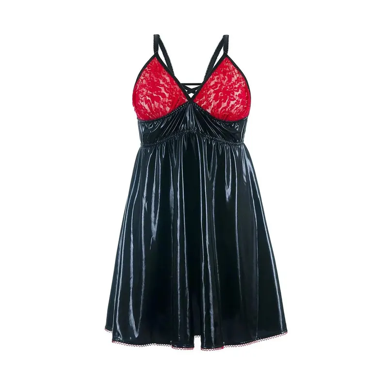 Wetlook Chemise SB/1003 schwarz/rot Sexy Base by Andalea