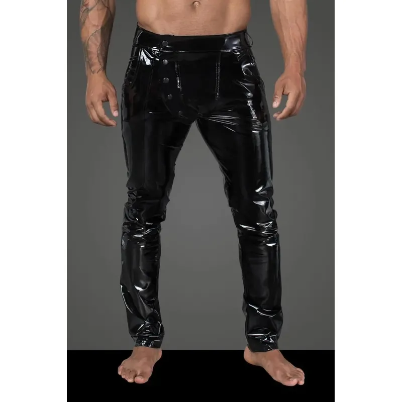 Lange Hose aus elastischem PVC H060 schwarz - 3XL