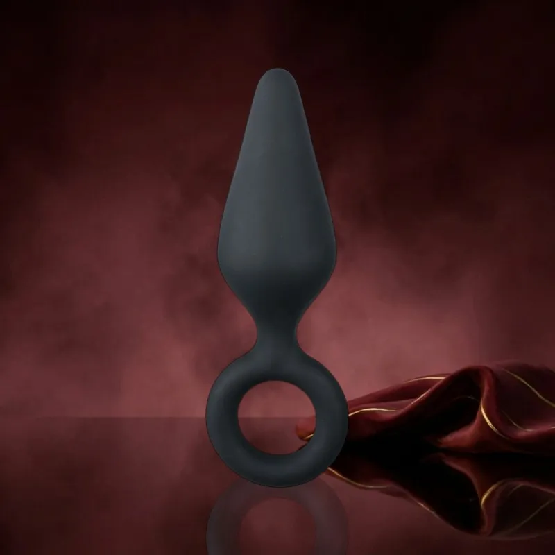 Schwarze Buttplugs mit Zugring - Klein