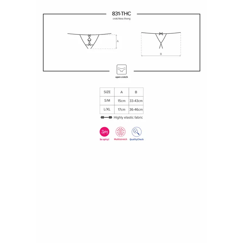 831-THC-1 Crotchless Thong Größe: S/M