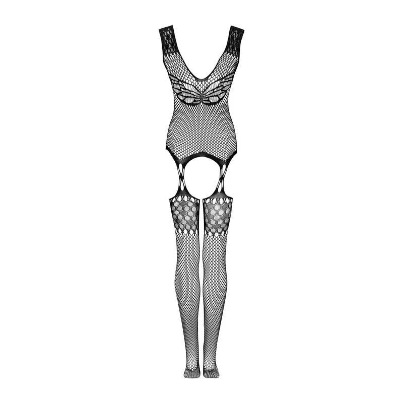 Bodystocking G323 mit offenem Schritt schwarz - S-L