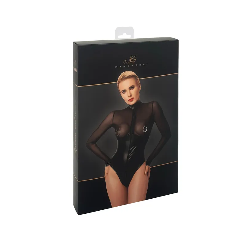 Wetlook/Tüll Body F321 mit Ringen- 3XL