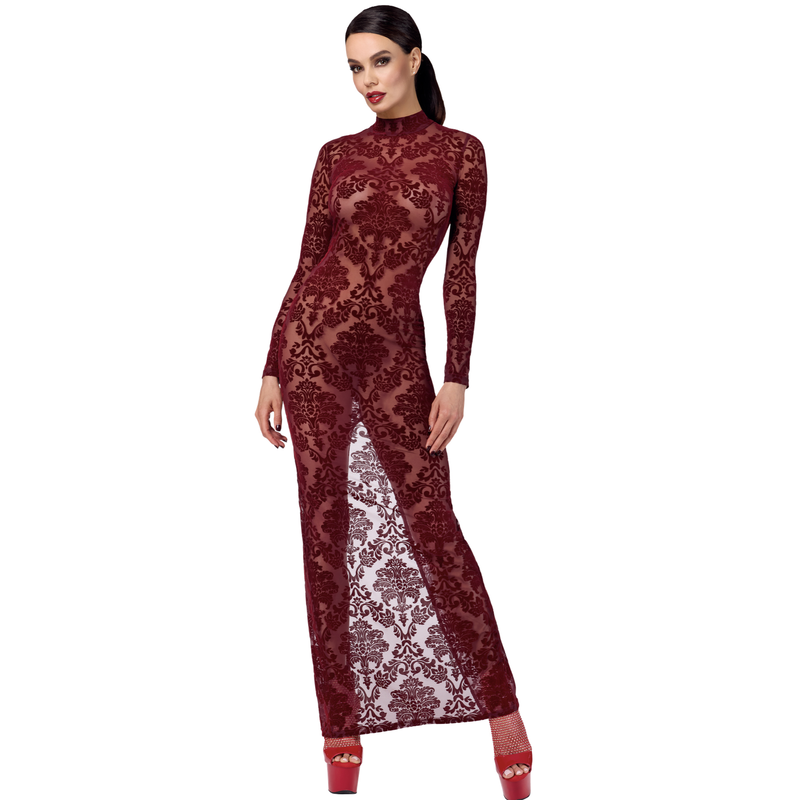 Langes Flockkleid F383 Kink Royal rot - 3XL