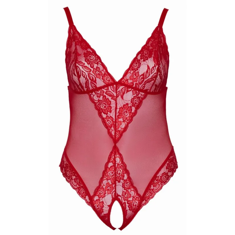 Bodysuit mit offenem Schritt - Rot Größe 4XL