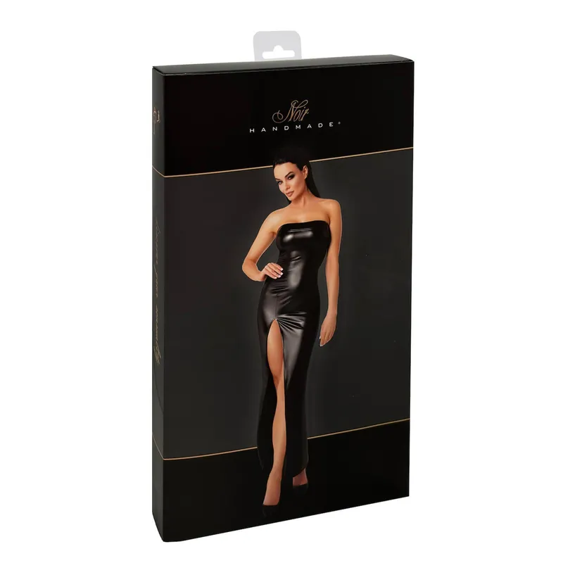 F336 langes Wetlook Kleid - 3XL