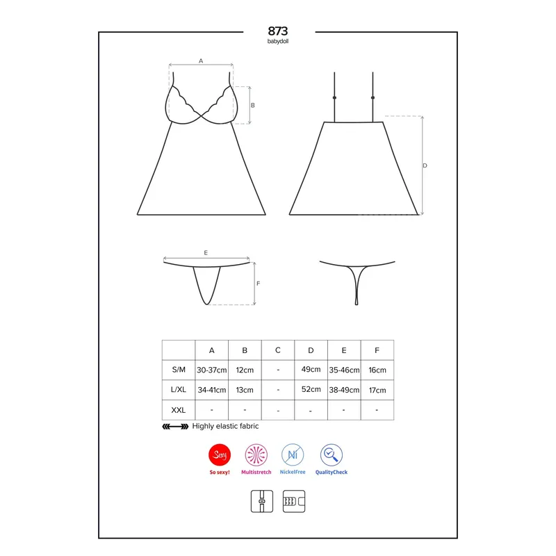 Babydoll 873-BAB-1 schwarz von Obsessive