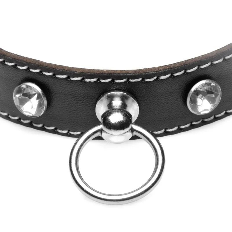 Diamant-Halsband mit O-Ring - Schwarz