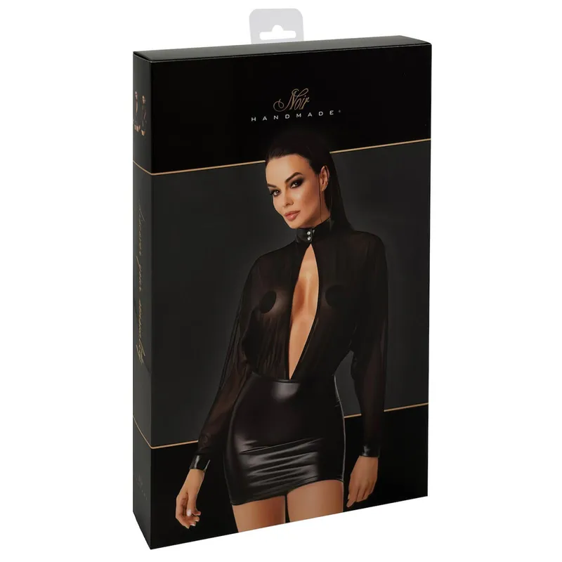 F348 Tüll-Minikleid mit Wetlook - 6XL