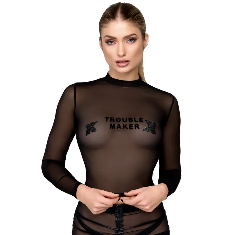 Troublemaker Top F389 schwarz von Noir Handmade
