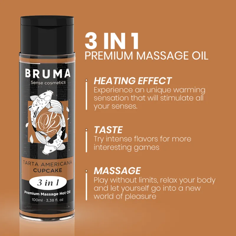 Bruma Premium Massageöl mit Wärmeeffekt Cupcake Geschmack 3 In 1 - 100 ml