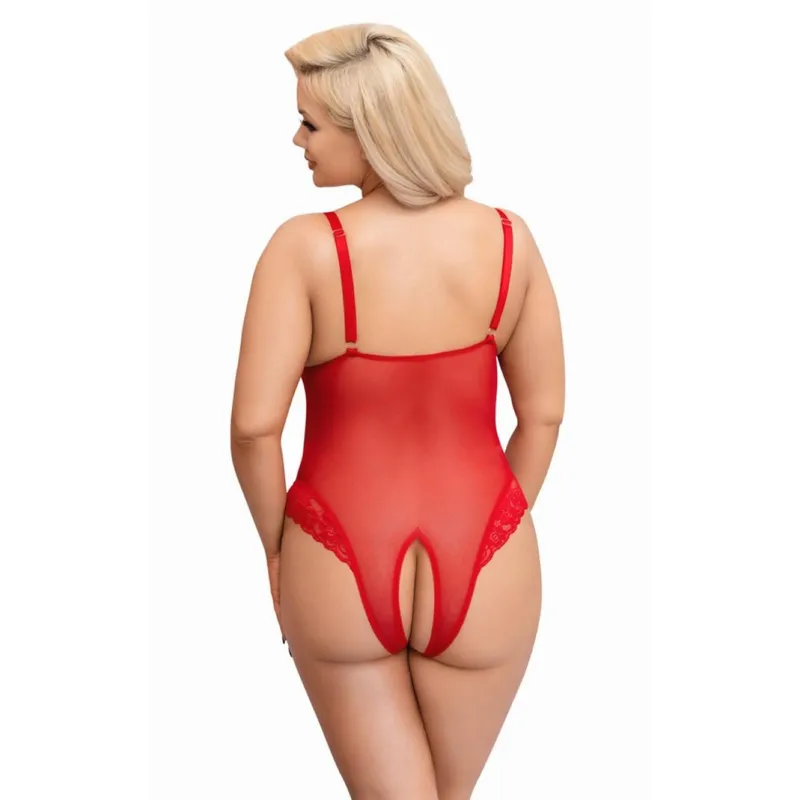 Bodysuit mit offenem Schritt - Rot Größe 4XL