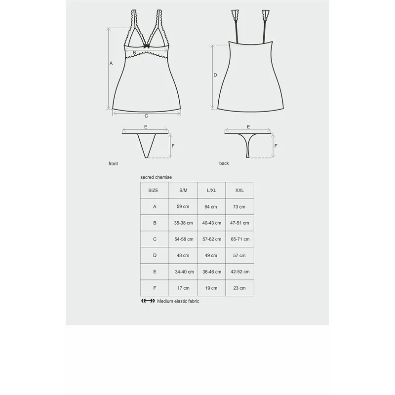 Chemise Secred mit String rot - S/M